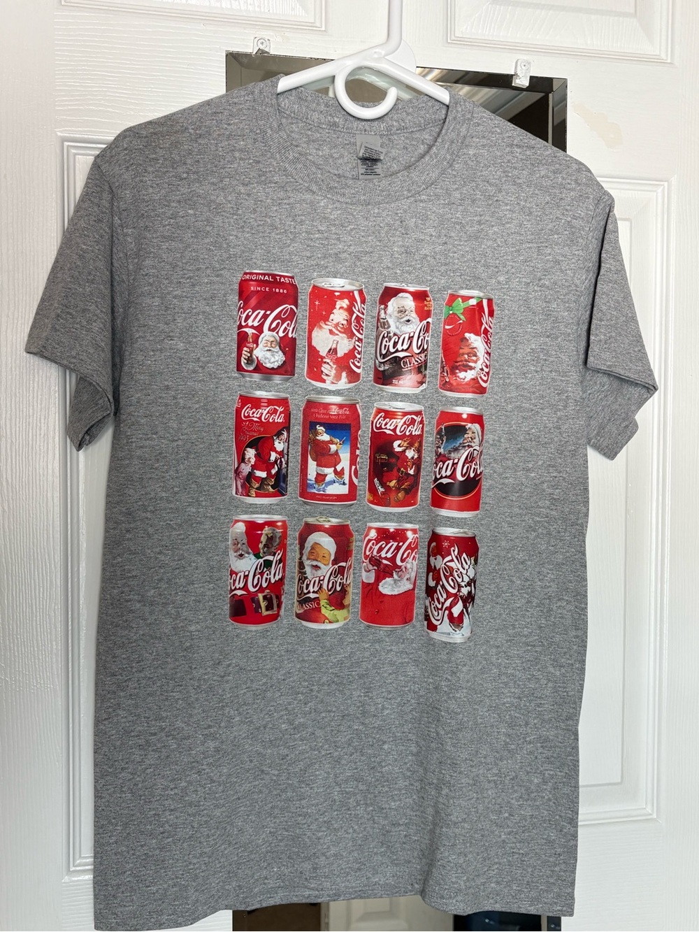 Gildan Gray Tee with Red Coca‑Cola Can Graphic